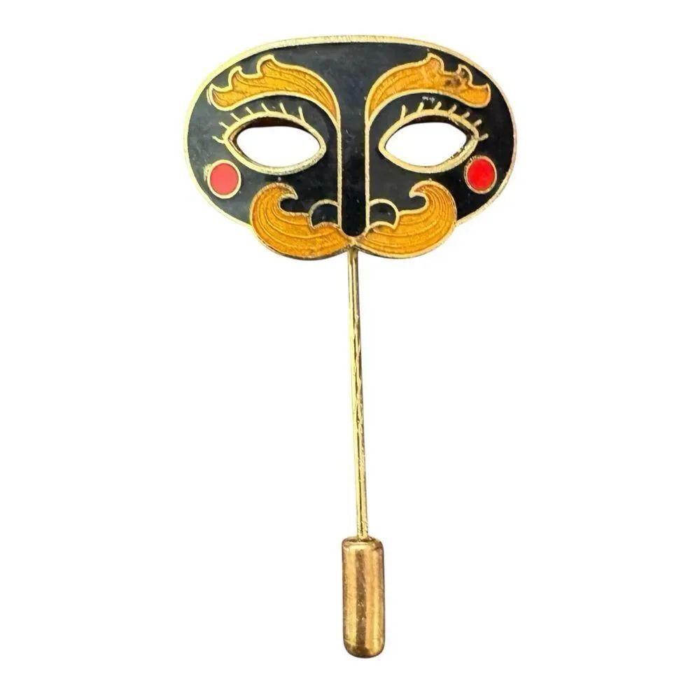 Vintage Masquerade Mask Enamel Sick Pin